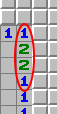 Шаблон «1-2-2-1», приклад 1, обведено